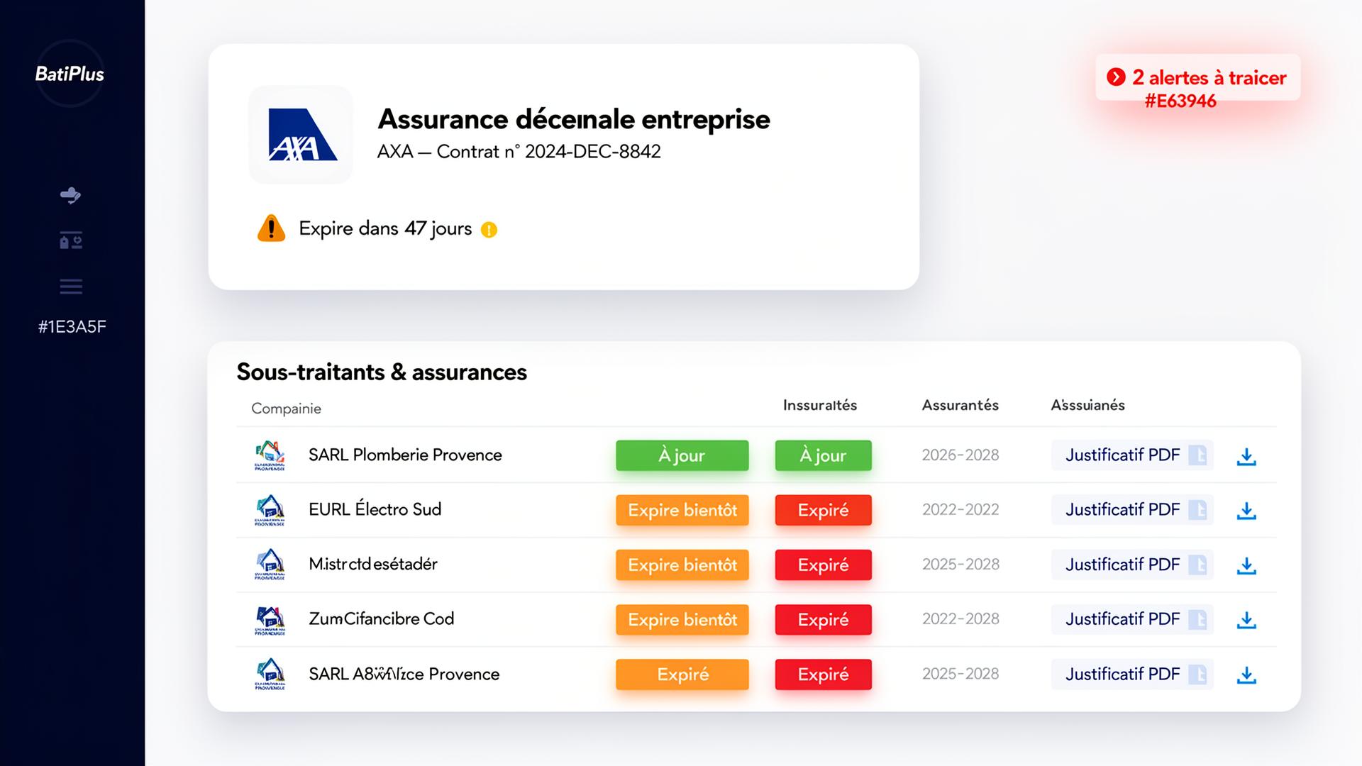 Suivi automatique des assurances décennales BTP entreprise et sous-traitants